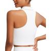 imageRUNNING GIRL Workout Tops for Women High Neck Longline Sports Bra High Impact Racerback Tank Tops with Built in BrasWhite