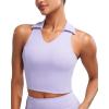 imageRUNNING GIRL Workout Tops for Women High Neck Longline Sports Bra High Impact Racerback Tank Tops with Built in BrasLight Purple