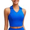 imageRUNNING GIRL Workout Tops for Women High Neck Longline Sports Bra High Impact Racerback Tank Tops with Built in BrasRoyal Blue