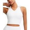 imageRUNNING GIRL Workout Tops for Women High Neck Longline Sports Bra High Impact Racerback Tank Tops with Built in BrasWhite
