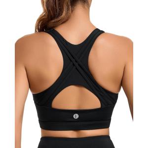 imageRUNNING GIRL High Impact Sports Bras for Women High Support Womens Sports Bra Racerback Workout Running BraBlack