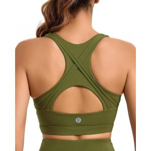 imageRUNNING GIRL High Impact Sports Bras for Women High Support Womens Sports Bra Racerback Workout Running BraOlive Green