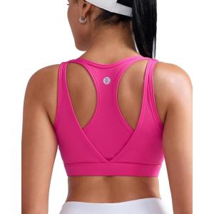 imageRUNNING GIRL Sports Bras for Women High SupportMolded Cup High Impact Sports Bra Racerback Workout Yoga Running BraHot Pink