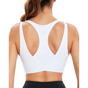 imageRUNNING GIRL Sports Bras for Women High SupportMolded Cup High Impact Sports Bra Racerback Workout Yoga Running BraWhite