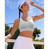 imageRUNNING GIRL Sports Bra for Women High SupportCrissCross Back Strappy Sports Bra Moulded Cup High Impact Workout TopAice Grey