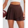 imageRUNNING GIRL Womens Pleated Tennis Skirts with Pockets High Waisted Tummy Control Casual Athletic Workout Golf SkortsBrown