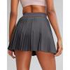imageRUNNING GIRL Womens Pleated Tennis Skirts with Pockets High Waisted Tummy Control Casual Athletic Workout Golf SkortsDeep Grey