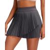 imageRUNNING GIRL Womens Pleated Tennis Skirts with Pockets High Waisted Tummy Control Casual Athletic Workout Golf SkortsDeep Grey