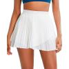 imageRUNNING GIRL Womens Pleated Tennis Skirts with Pockets High Waisted Tummy Control Casual Athletic Workout Golf SkortsWhite