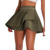 imageRUNNING GIRL Womens Pleated Tennis Skirts with Pockets High Waisted Tummy Control Casual Athletic Workout Golf SkortsArmy Green