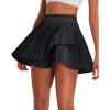 imageRUNNING GIRL Womens Pleated Tennis Skirts with Pockets High Waisted Tummy Control Casual Athletic Workout Golf SkortsBlack