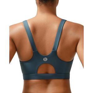 imageRUNNING GIRL Sports Bra for Women High Support Molded Cup High Impact Sports Bras for Women with Sewn in PadsDark Blue