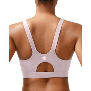 imageRUNNING GIRL Sports Bra for Women High Support Molded Cup High Impact Sports Bras for Women with Sewn in PadsPink