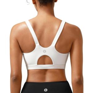 imageRUNNING GIRL Sports Bra for Women High Support Molded Cup High Impact Sports Bras for Women with Sewn in PadsWhite