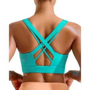 imageRUNNING GIRL Sports Bra for Women High SupportCrissCross Back Strappy Sports Bra Moulded Cup High Impact Workout TopAbright Green