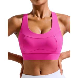 imageRUNNING GIRL Sports Bra for Women High SupportCrissCross Back Strappy Sports Bra Moulded Cup High Impact Workout TopAbright Pink