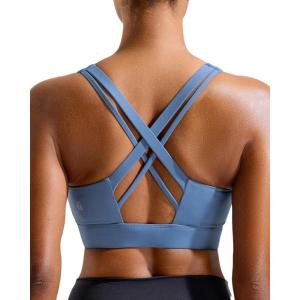 imageRUNNING GIRL Sports Bra for Women High SupportCrissCross Back Strappy Sports Bra Moulded Cup High Impact Workout TopAlight Blue