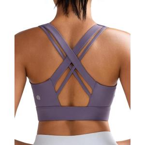 imageRUNNING GIRL Sports Bra for Women High SupportCrissCross Back Strappy Sports Bra Moulded Cup High Impact Workout TopApurple