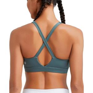 imageRUNNING GIRL Sports Bras for Women High SupportMolded Cup High Impact Sports Bra Criss Cross Strappy Workout Yoga BraSage Green