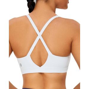 imageRUNNING GIRL Sports Bras for Women High SupportMolded Cup High Impact Sports Bra Criss Cross Strappy Workout Yoga BraWhite