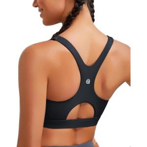 imageRUNNING GIRL Sports Bras for Women High SupportRacerback High Impact Grey Sports Bra Moulded Cup Workout Bra Push upEblack