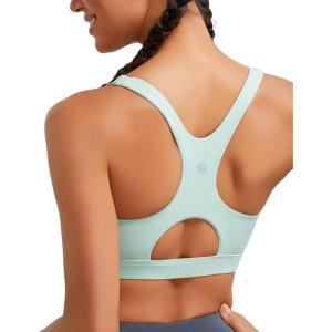 imageRUNNING GIRL Sports Bras for Women High SupportRacerback High Impact Grey Sports Bra Moulded Cup Workout Bra Push upEgreen
