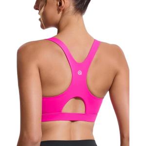 imageRUNNING GIRL Sports Bras for Women High SupportRacerback High Impact Grey Sports Bra Moulded Cup Workout Bra Push upEhot Pink