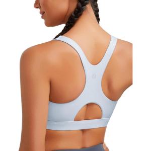 imageRUNNING GIRL Sports Bras for Women High SupportRacerback High Impact Grey Sports Bra Moulded Cup Workout Bra Push upEicy Grey