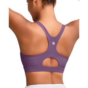 imageRUNNING GIRL Sports Bras for Women High SupportRacerback High Impact Grey Sports Bra Moulded Cup Workout Bra Push upEpurple