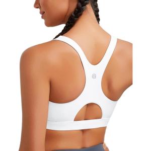 imageRUNNING GIRL Sports Bras for Women High SupportRacerback High Impact Grey Sports Bra Moulded Cup Workout Bra Push upEwhite