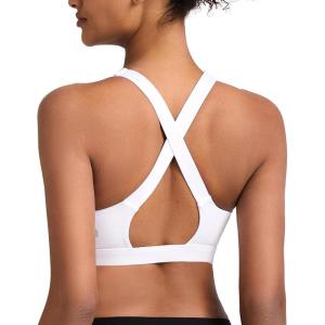 imageRUNNING GIRL Sports Bras for Women High SupportRacerback High Impact Grey Sports Bra Moulded Cup Workout Bra Push upYwhite