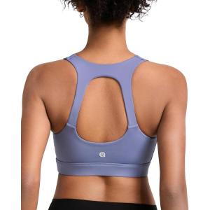 imageRUNNING GIRL Sports Bras for Women High SupportRacerback High Impact Grey Sports Bra Moulded Cup Workout Bra Push upZlight Blue