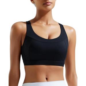 imageRUNNING GIRL Sports Bras for Women High SupportRacerback Molded Cup Sports Bra with Sewn in PadsBblack