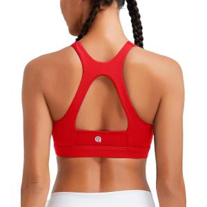 imageRUNNING GIRL Sports Bras for Women High SupportRacerback Molded Cup Sports Bra with Sewn in PadsBdeep Red