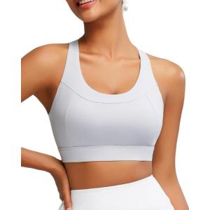 imageRUNNING GIRL Sports Bras for Women High SupportRacerback Molded Cup Sports Bra with Sewn in PadsBgrey
