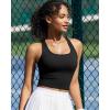 imageRUNNING GIRL High Impact Sports Bras for Women  Square Neck Longline Workout Crop Tops with Built in Shelf Yoga BraAblack
