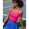 imageRUNNING GIRL High Impact Sports Bras for Women  Square Neck Longline Workout Crop Tops with Built in Shelf Yoga BraAhot Pink