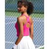imageRUNNING GIRL High Impact Sports Bras for Women  Square Neck Longline Workout Crop Tops with Built in Shelf Yoga BraAhot Pink