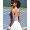 imageRUNNING GIRL High Impact Sports Bras for Women  Square Neck Longline Workout Crop Tops with Built in Shelf Yoga BraAlight Blue