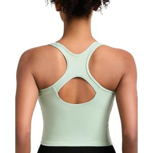 imageRUNNING GIRL High Impact Sports Bras for Women  Square Neck Longline Workout Crop Tops with Built in Shelf Yoga BraApale Green