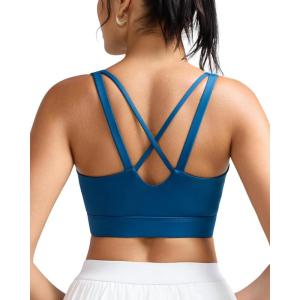 imageRUNNING GIRL High Impact Sports Bras for Women High Support Running Sports Bra Moulded Cup Strappy Sports BrasUnave Blue