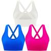 imageRUNNING GIRL Sports Bra for Women High Support CrissCross Back Padded Strappy Sports Bras Yoga Bra with Removable Cups3pinkwhiteblue