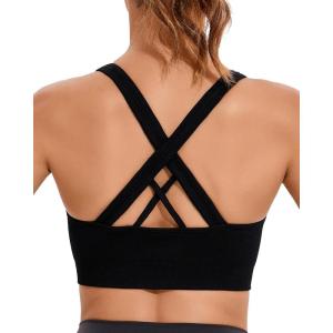 imageRUNNING GIRL Sports Bra for Women High Support CrissCross Back Padded Strappy Sports Bras Yoga Bra with Removable Cups2black