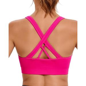 imageRUNNING GIRL Sports Bra for Women High Support CrissCross Back Padded Strappy Sports Bras Yoga Bra with Removable Cups2pink