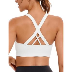 imageRUNNING GIRL Sports Bra for Women High Support CrissCross Back Padded Strappy Sports Bras Yoga Bra with Removable Cups2white