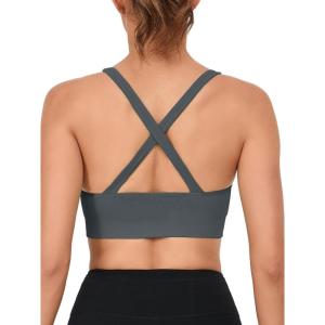 imageRUNNING GIRL Sports Bra for Women High Support CrissCross Back Padded Strappy Sports Bras Yoga Bra with Removable Cups4grey
