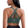 imageRUNNING GIRL Sports Bra for Women CrissCross Back Padded Strappy Sports Bras Medium Support Yoga Bra with Removable CupsAdark Green