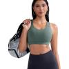 imageRUNNING GIRL Sports Bra for Women CrissCross Back Padded Strappy Sports Bras Medium Support Yoga Bra with Removable CupsAdark Green