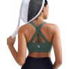 imageRUNNING GIRL Sports Bra for Women CrissCross Back Padded Strappy Sports Bras Medium Support Yoga Bra with Removable CupsAdark Green