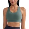 imageRUNNING GIRL Sports Bra for Women CrissCross Back Padded Strappy Sports Bras Medium Support Yoga Bra with Removable CupsAdark Green
